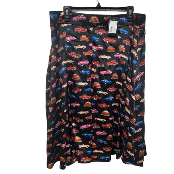 NWT Kate Spade Cars Pleated Midi Skirt black plus size 16